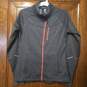 MONDETTA Grey Zipup Athletic Jacket Neon Pink Hardware Gym Athleisure Size M